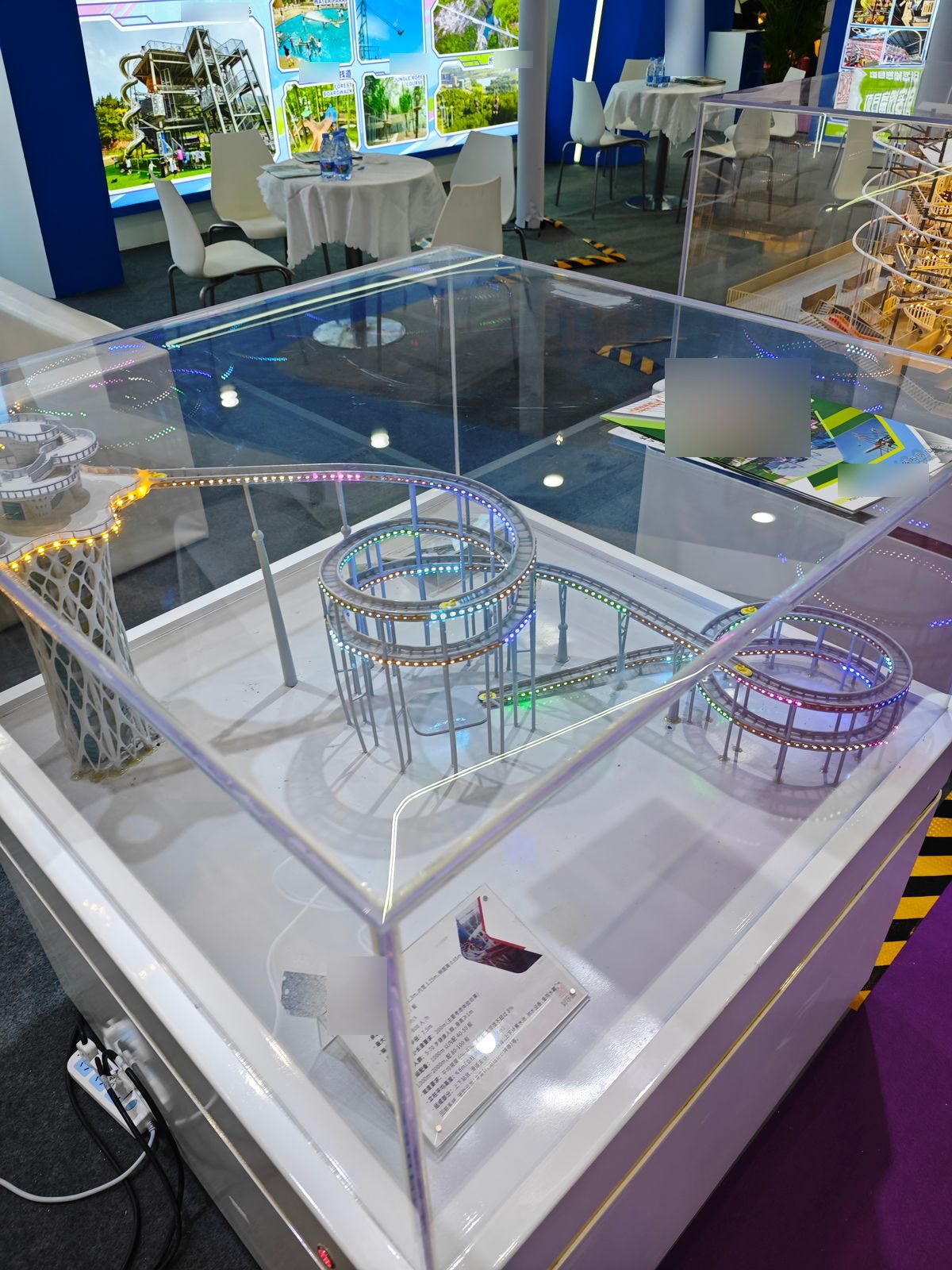 Spiral track structure model inside a clear display case